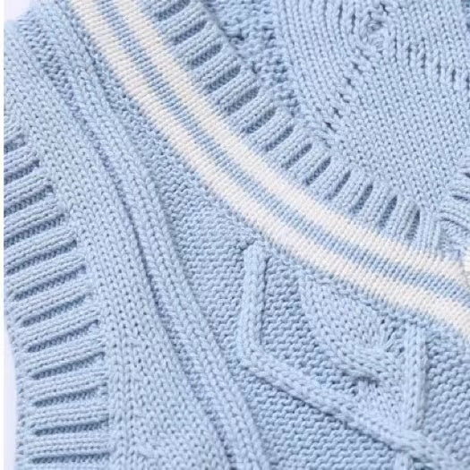 Baby Crochet Knitting Pattern Striped V-Neck Design College Style