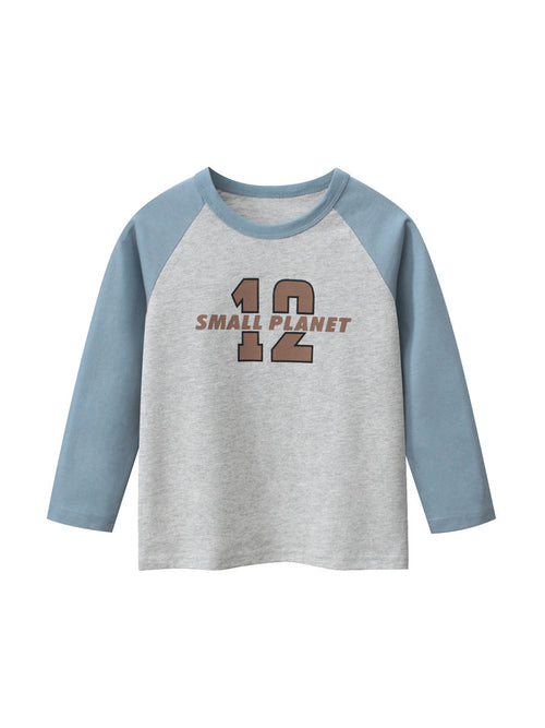 Autumn Baby Boys Letters Print Color Patchwork Long Sleeves Crew Neck
