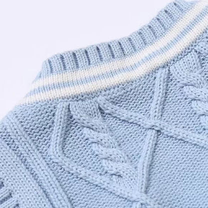 Baby Crochet Knitting Pattern Striped V-Neck Design College Style