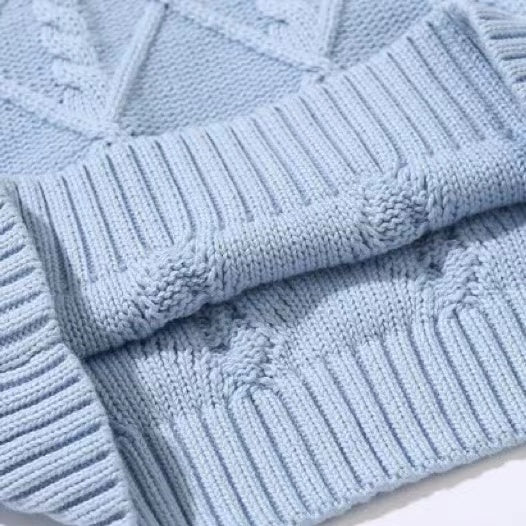 Baby Crochet Knitting Pattern Striped V-Neck Design College Style