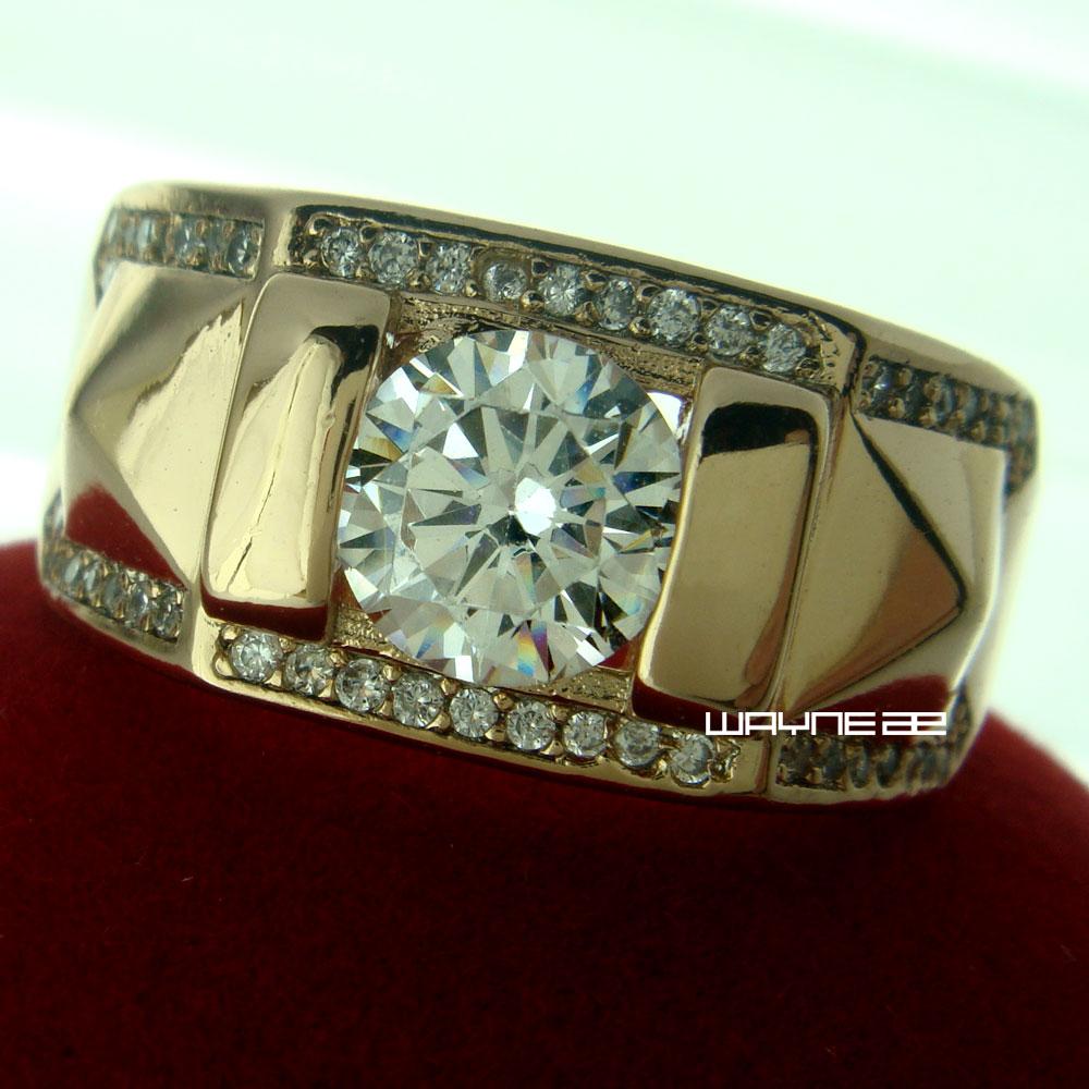 Size Q-Z+5 jewelry 18kt gold Plated Topaz MEN Wedding Lovers Ring gift