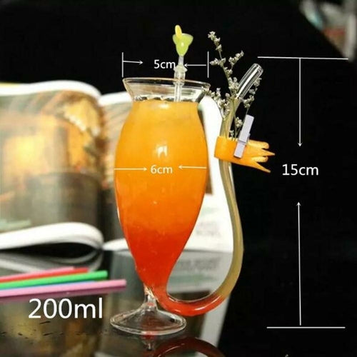 Creative Goblet Glass Mug with Straw for Cold Drink Home Use and Party