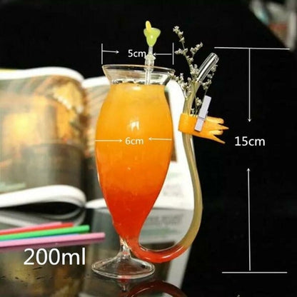 Creative Goblet Glass Mug with Straw for Cold Drink Home Use and Party