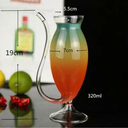 Creative Goblet Glass Mug with Straw for Cold Drink Home Use and Party