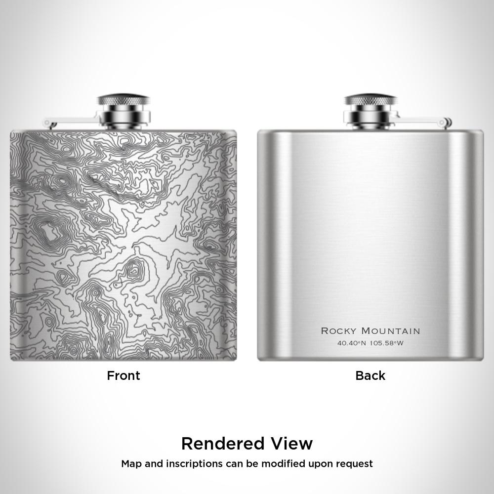 Rocky Mountain National Park - Colorado Map Hip Flask