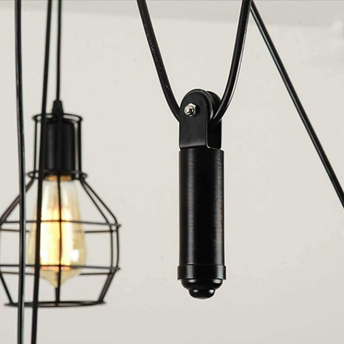 Black Spider Chandelier with Wire Cage 6 Out Let Pendant Light~2018 Secondary image