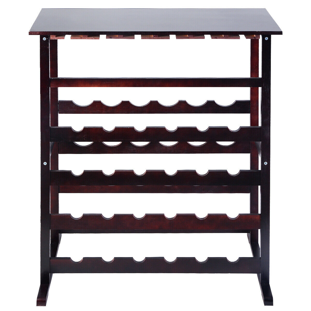 24 Bottle Wood Storage Wine Rack 18 Glass Holder Wine Display Stand Main image