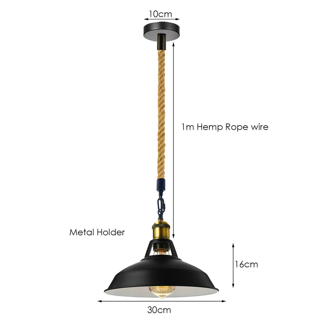 Slotted Shape Metal Ceiling Pendant Light Modern Hemp Hanging Retro