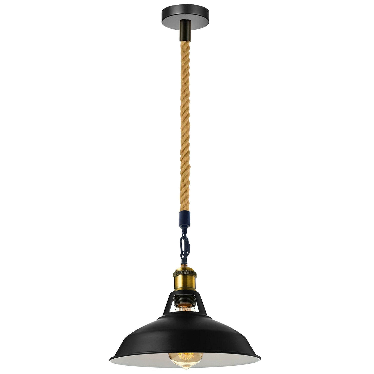 Slotted Shape Metal Ceiling Pendant Light Modern Hemp Hanging Retro Secondary image
