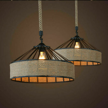 Hanging Lamp Hemp Rope Light Ceiling Pendant Light~1536