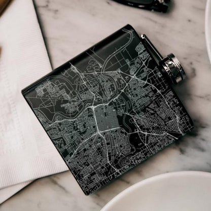 Sacramento - California Map Hip Flask in Matte Black