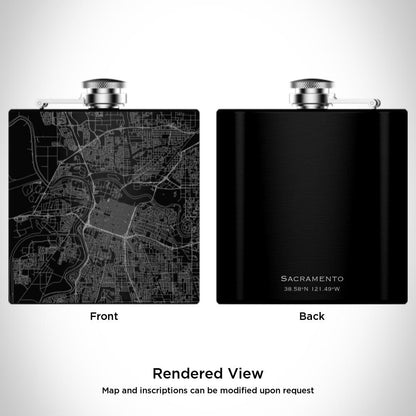 Sacramento - California Map Hip Flask in Matte Black