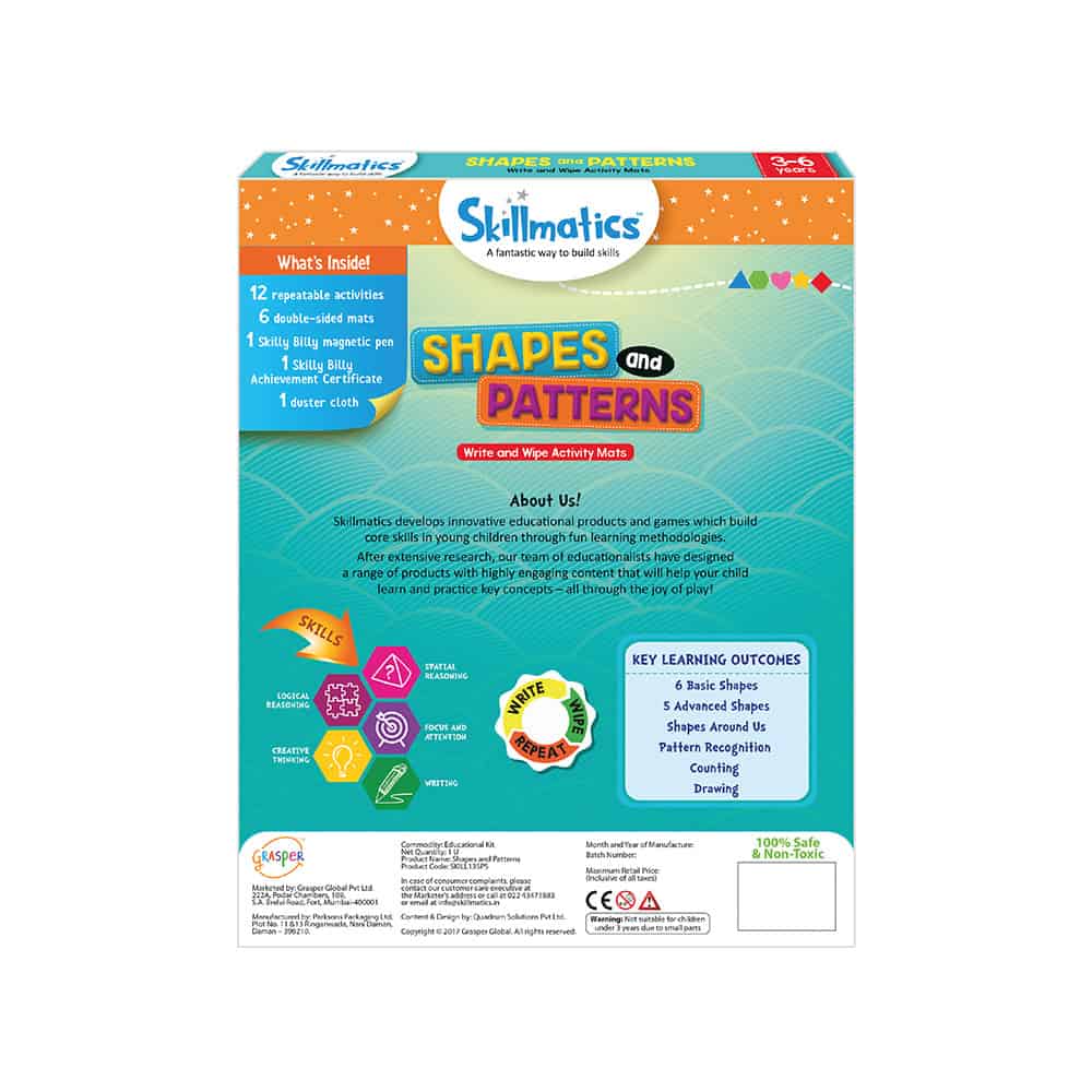 Skillmatics Shapes And Patterns - Kids Foundational Skills - Write &