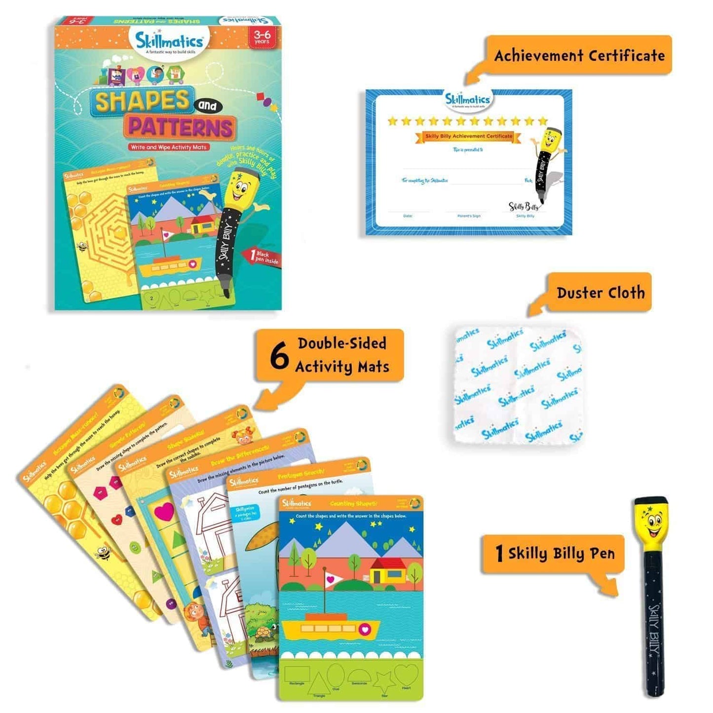Skillmatics Shapes And Patterns - Kids Foundational Skills - Write &