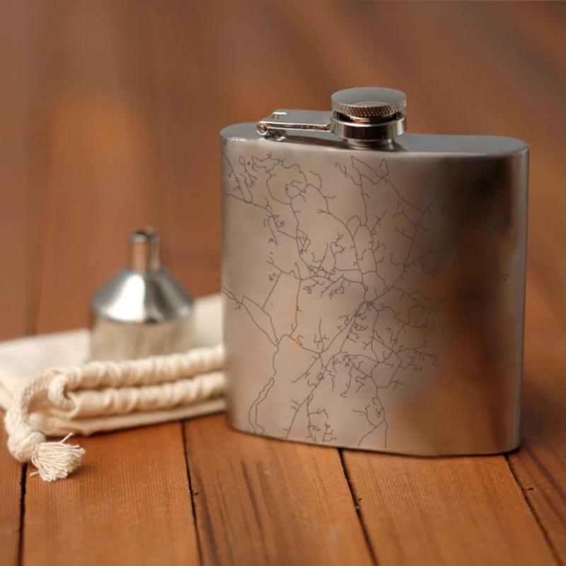 Stowe - Vermont Map Hip Flask