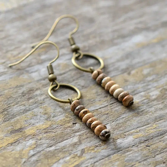 Ethnic Drop Jasper Earrings