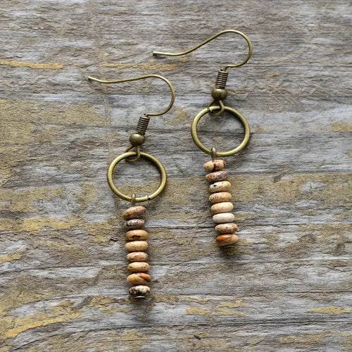 Ethnic Drop Jasper Earrings