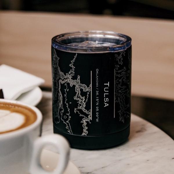 Tulsa - Oklahoma Map Insulated Cup in Matte Black