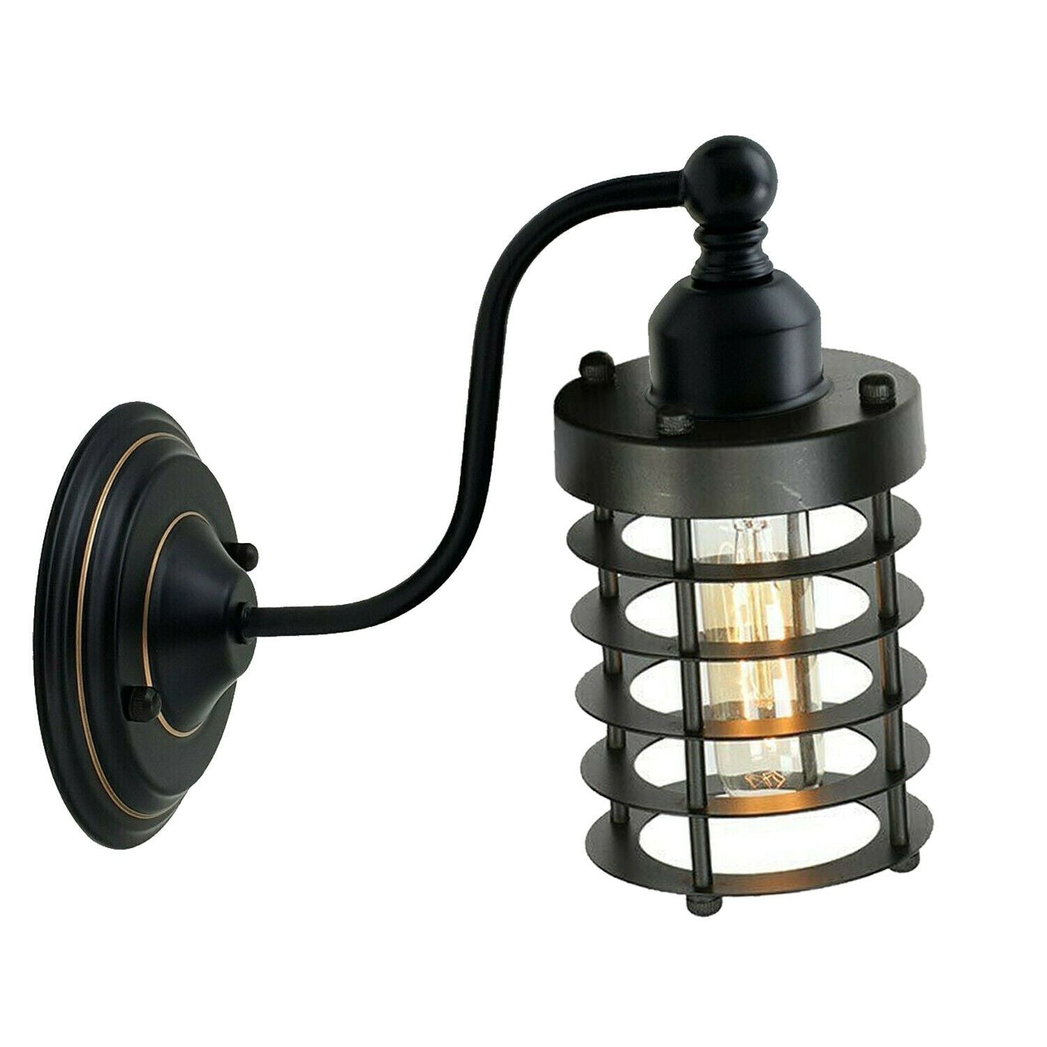 Wall Mounted Lights Black Sconce Wire Cage Lamps Set~2164 Secondary image