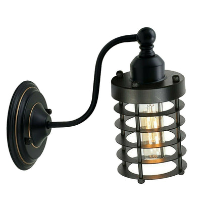 Wall Mounted Lights Black Sconce Wire Cage Lamps Set~2164