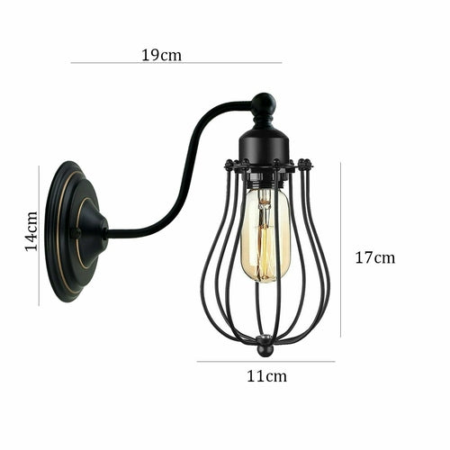 Wall Mounted Lights Black Sconce Wire Cage Lamps Set~2164