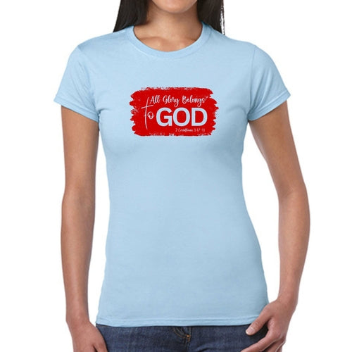 Womens Graphic T-shirt, All Glory Belongs to God, Red