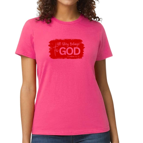 Womens Graphic T-shirt, All Glory Belongs to God, Red