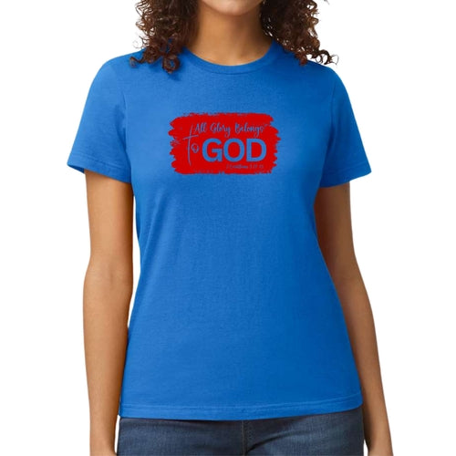 Womens Graphic T-shirt, All Glory Belongs to God, Red
