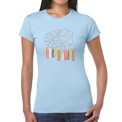 Womens Graphic T-shirt, Say it Soul - Keep Growing in Pastel Colors,