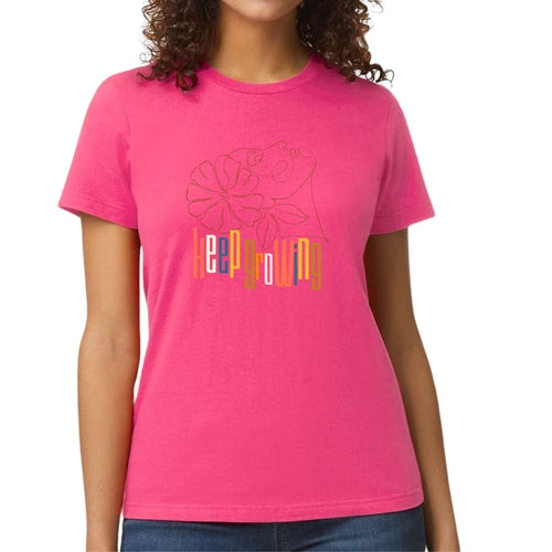 Womens Graphic T-shirt, Say it Soul - Keep Growing in Pastel Colors,