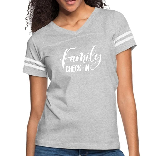 Womens Vintage Sport Graphic T-shirt, Family Check-in Illustration