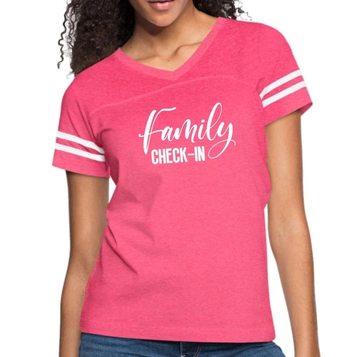 Womens Vintage Sport Graphic T-shirt, Family Check-in Illustration