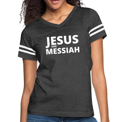 Womens Vintage Sport Graphic T-shirt, Jesus one Messiah