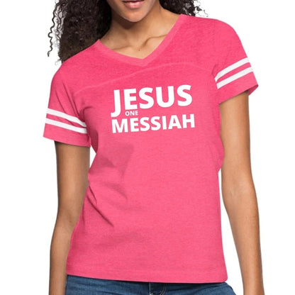 Womens Vintage Sport Graphic T-shirt, Jesus one Messiah