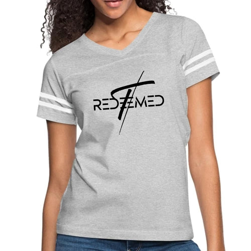 Womens Vintage Sport Graphic T-shirt, Redeemed Cross Black