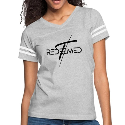 Womens Vintage Sport Graphic T-shirt, Redeemed Cross Black