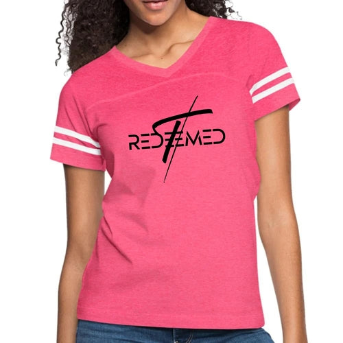 Womens Vintage Sport Graphic T-shirt, Redeemed Cross Black