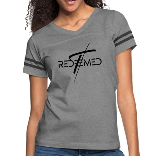 Womens Vintage Sport Graphic T-shirt, Redeemed Cross Black