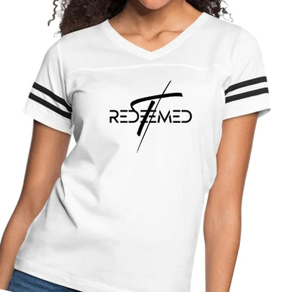 Womens Vintage Sport Graphic T-shirt, Redeemed Cross Black