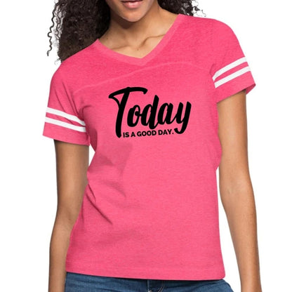 Womens Vintage Sport Graphic T-shirt, Today is a Good Day Black