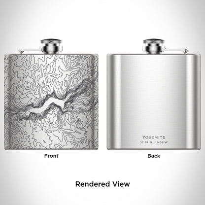 Yosemite National Park Engraved Topographic Map Hip Flask