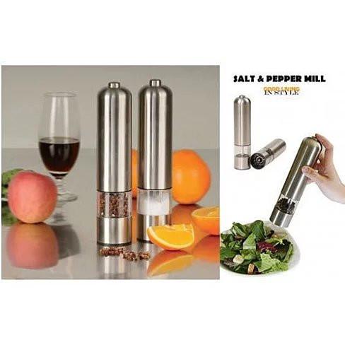 You and Me Salt or Pepper Mills With Electric Dispenser In Stainless Main image