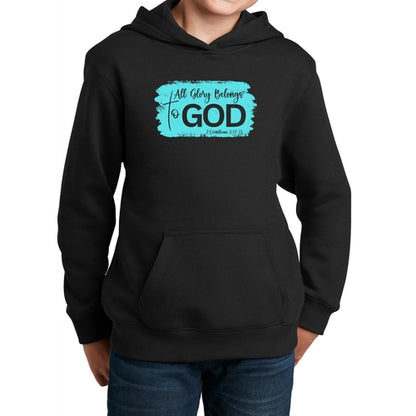 Youth Long Sleeve Hoodie All Glory Belongs to God Christian