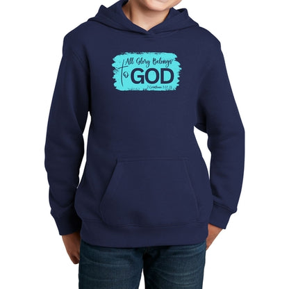 Youth Long Sleeve Hoodie All Glory Belongs to God Christian