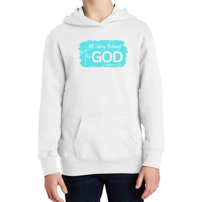 Youth Long Sleeve Hoodie All Glory Belongs to God Christian