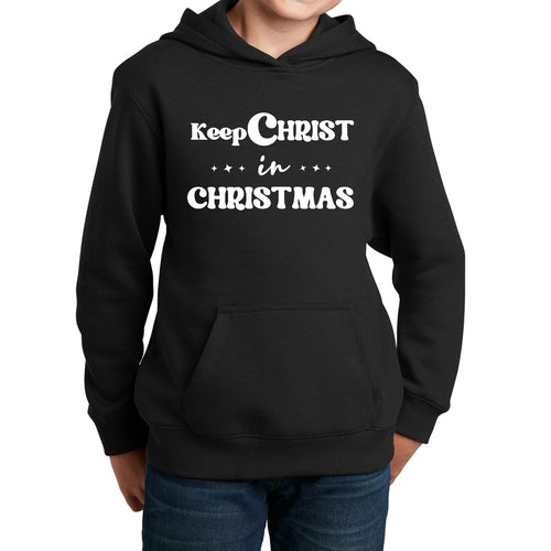 Youth Long Sleeve Hoodie Keep Christ in Christmas, Christian Holiday