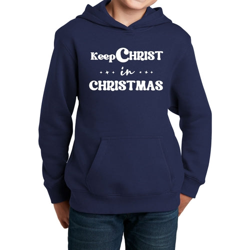 Youth Long Sleeve Hoodie Keep Christ in Christmas, Christian Holiday