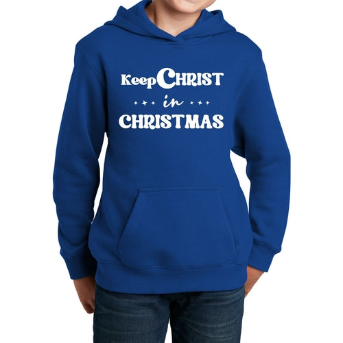Youth Long Sleeve Hoodie Keep Christ in Christmas, Christian Holiday