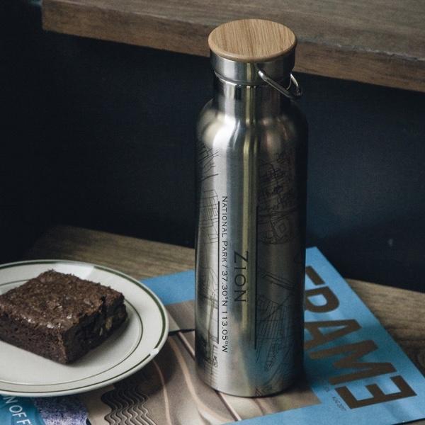 Zion National Park - Utah Map Bottle with Bamboo Top Main image