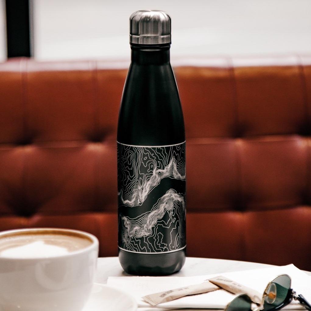Zion National Park - Utah Map Insulated Bottle in Matte Black